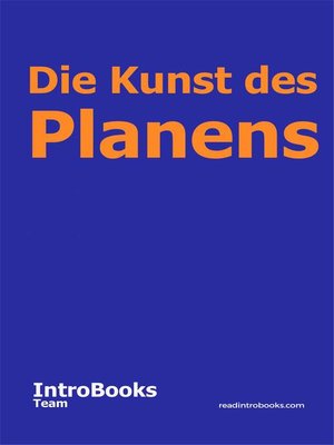 cover image of Die Kunst des Planens